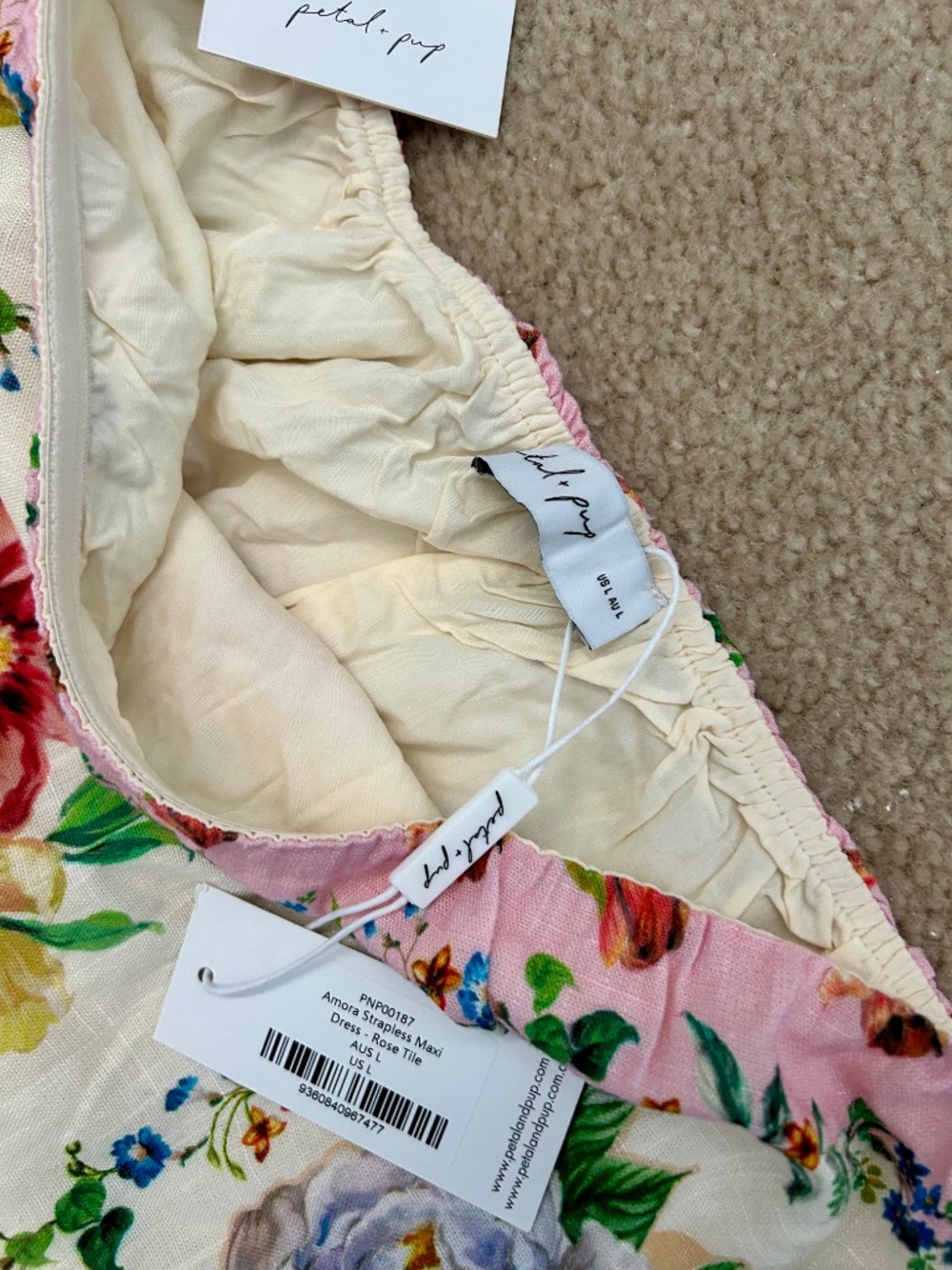 Petal & Pup Size Large NEW Amora Strapless Maxi Dress Bump Friendly Linen blend - Picture 3 of 9